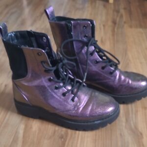 Target Shiny Purple Kids Lace-Up Boots